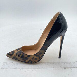 FSJ Leopard Prnt Pointed Toe Pumps High Heel Sexy Stilettos Slip On Dress Shoes